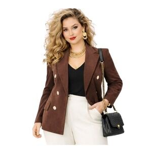 JONES‎ NY Size 4P Vintage 100% Silk Double Breasted Power Blazer Corpcore Office
